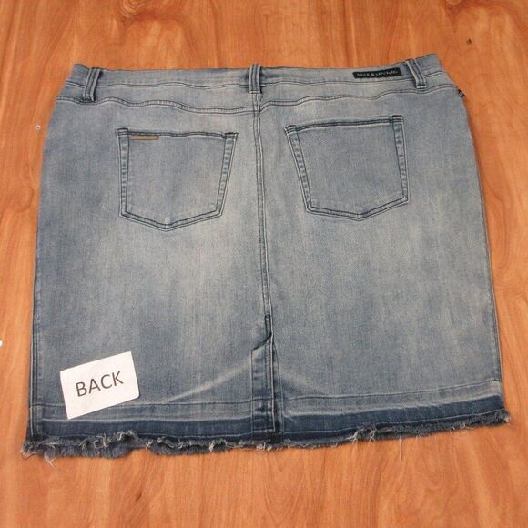 ROCK & REPUBLIC Khloe Unhemmed Frayed Hem Jean Skirt Plus Size 22W Stretch Denim - Picture 6 of 12